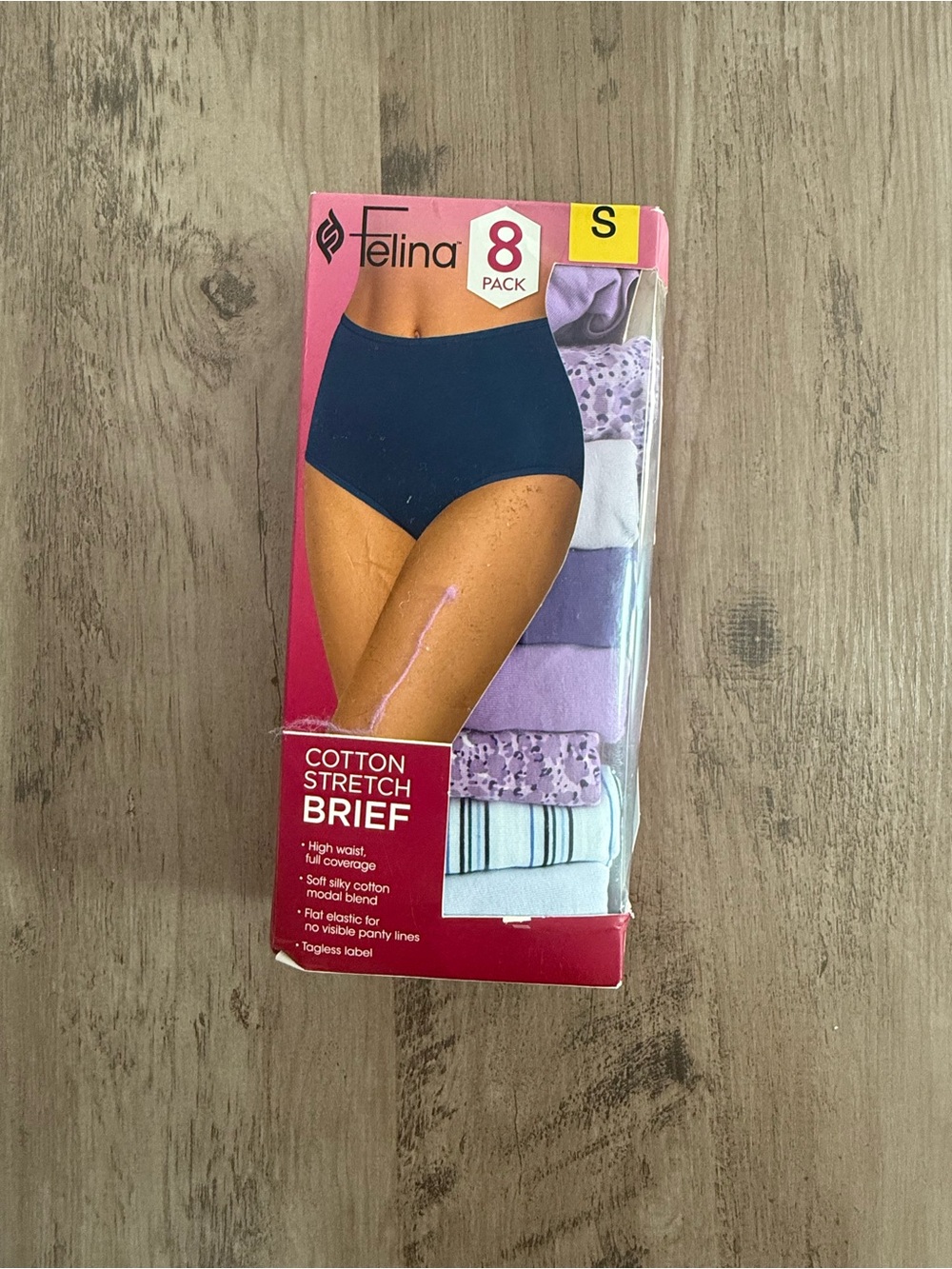 Felina 8-Pack Cotton Stretch Briefs - Navy, Lavender & White Mix